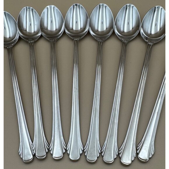 Set of 8 Gorham CALAIS 18/8 Stainless Steel Glossy Iced Tea Spoons - Picture 2 of 10